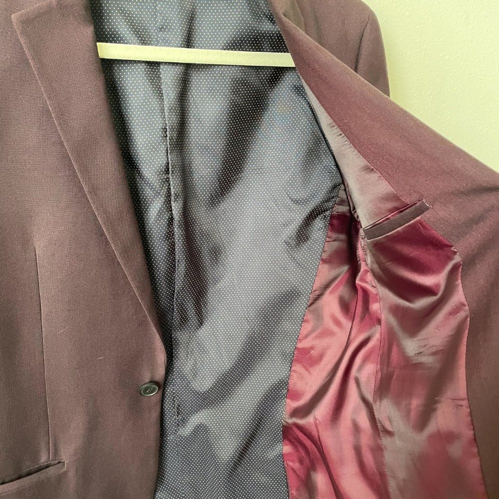 Burgundy Topman Suit Jacket size 36R - Picture 3 of 5